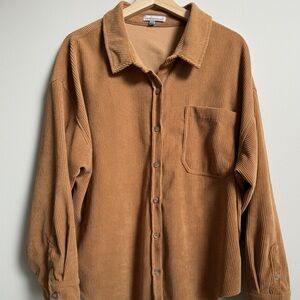 Women's Tan Corduroy Button Down Shirt